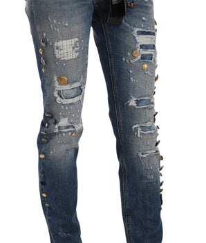 Dolce & Gabbana Distressed Embellished Buttons Denim Pants Jeans Dolce & Gabbana 