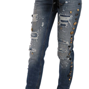 Dolce &amp; Gabbana Vaqueros denim de lujo con adornos de cristal