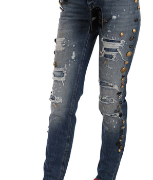 Dolce & Gabbana Distressed Embellished Buttons Denim Pants Jeans Dolce & Gabbana 