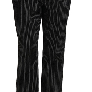 Dolce &amp; Gabbana Elegant Black Pinstripe Dress Pants