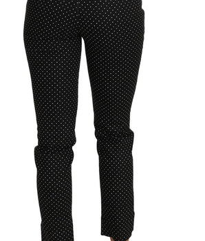 Dolce & Gabbana Black Dress Polka Dot Cropped Straight Pants Dolce & Gabbana 