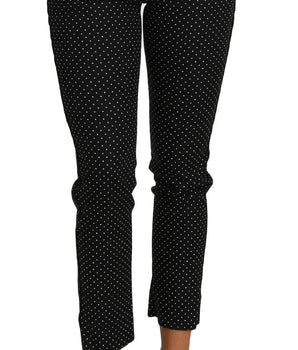 Dolce & Gabbana Black Dress Polka Dot Cropped Straight Pants Dolce & Gabbana 