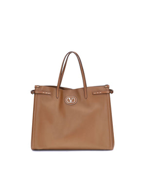 Valentino Garavani Brown Calf Leather Bos Taurus Shoulder Bag