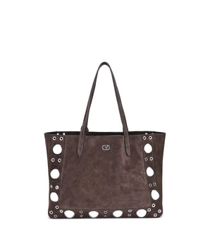 Valentino Garavani Brown Calf Leather Bos Taurus Shoulder Bag