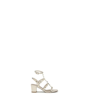 Valentino Garavani Cream Calf Leather Bos Taurus Sandals
