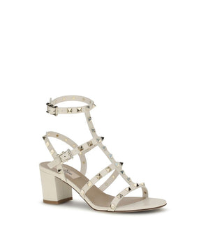 Valentino Garavani Cream Calf Leather Bos Taurus Sandals