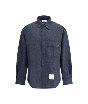 Thom Browne Blue Wool Dress Shirt
