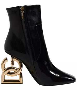 Dolce & Gabbana Black Jackie Leather Mid Calf Boots Shoes