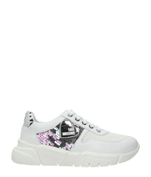 Love Moschino White Fabric Chunky Sneakers