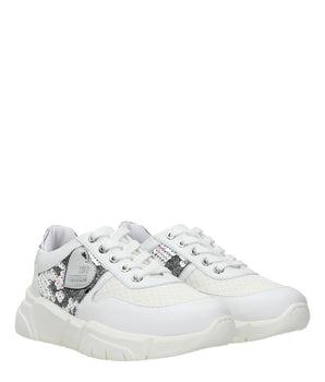 Love Moschino White Fabric Chunky Sneakers