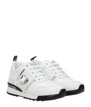 Love Moschino White Leather Low Top Sneakers