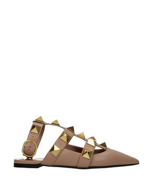 Valentino Garavani Pink Leather Flat Sandals