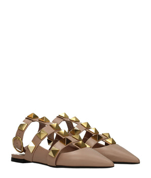 Valentino Garavani Pink Leather Flat Sandals
