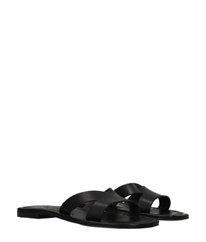 Kenzo Black Leather Slippers