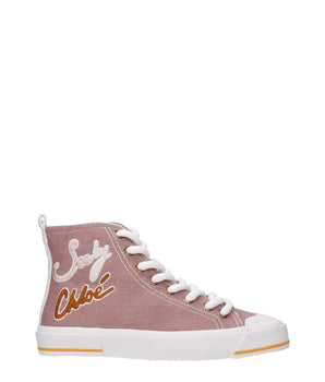 See By Chloé Pink Fabric High Top Sneakers