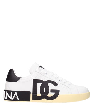 Dolce & Gabbana White Leather Low Top Sneakers