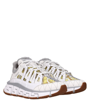 Versace White Leather Athletic Sneakers