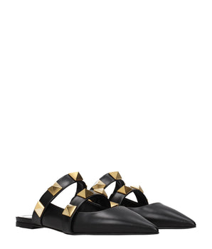 Valentino Garavani Black Leather Mules