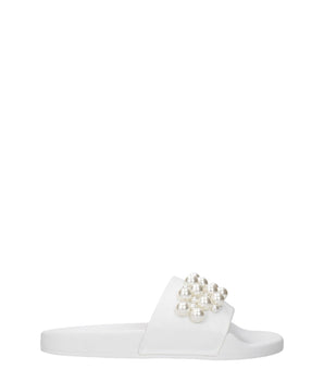 Stuart Weitzman White Leather Slippers