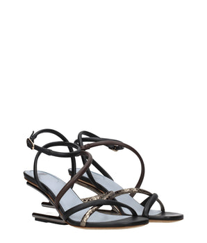 Fendi Multicolor Leather Flat Sandals