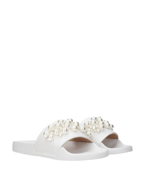 Stuart Weitzman White Leather Slippers