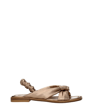 Stuart Weitzman Gold Leather Flat Sandals