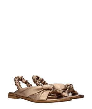 Stuart Weitzman Gold Leather Flat Sandals
