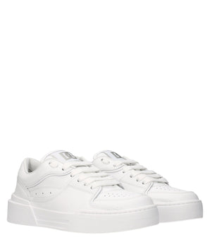 Dolce & Gabbana White Leather Low Top Sneakers