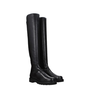 Stuart Weitzman Black Leather Over The Knee