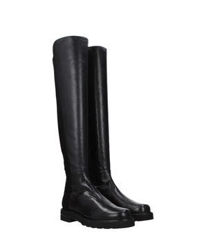 Stuart Weitzman Black Leather Over The Knee