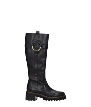 See By Chloé Black Leather Over The Knee