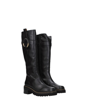 See By Chloé Black Leather Over The Knee