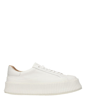 Jil Sander White Leather Platform Sneakers