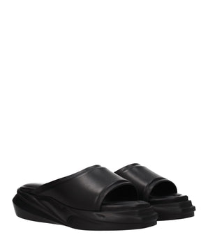 Alyx Black Leather Slippers
