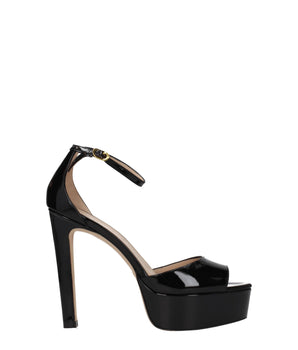 Stuart Weitzman Black Leather Platform Sandals