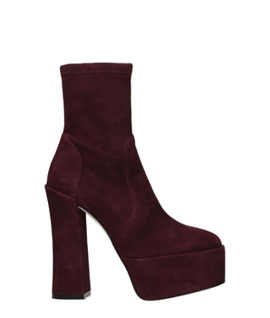 Stuart Weitzman Purple Leather Ankle Boots
