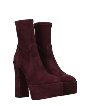 Stuart Weitzman Purple Leather Ankle Boots