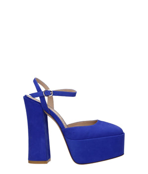 Stuart Weitzman Blue Leather Platform Sandals