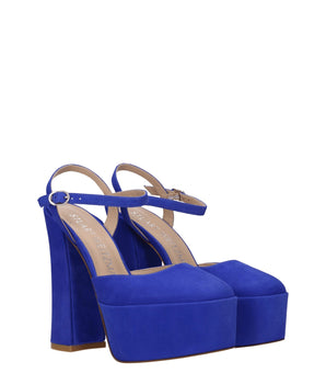 Stuart Weitzman Blue Leather Platform Sandals