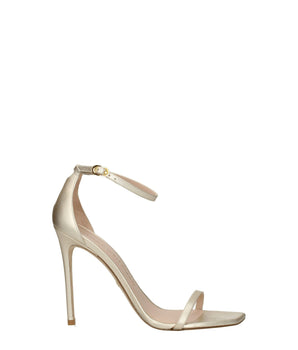Stuart Weitzman Gold Leather Stiletto Heel Sandals