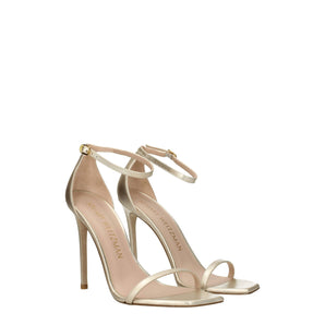 Stuart Weitzman Gold Leather Stiletto Heels Sandals