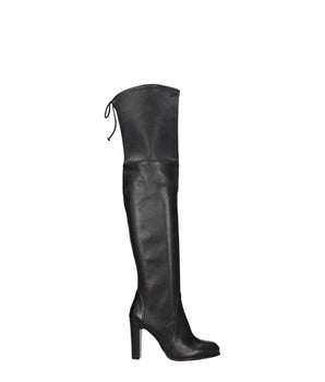 Stuart Weitzman Black Leather Over The Knee