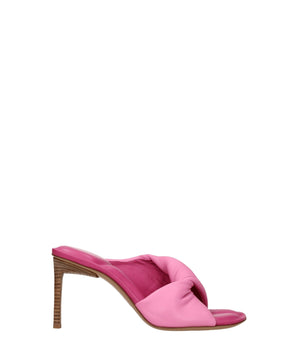 Jacquemus Pink Leather Stiletto Heel Sandals