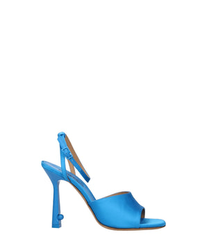 Off-White Blue Satin Stiletto Heel Sandals