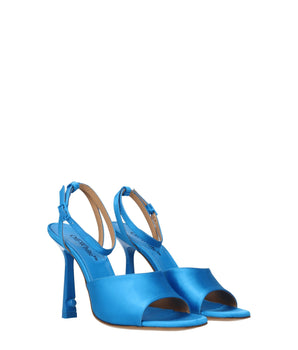 Off-White Blue Satin Stiletto Heel Sandals