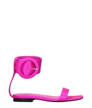 The Attico Pink Satin Flat Sandals