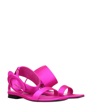 The Attico Pink Satin Flat Sandals