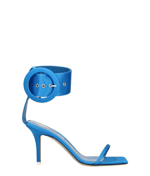 The Attico Light Blue Satin Stiletto Heel Sandals