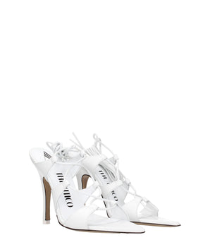 The Attico White Leather Stiletto Heel Sandals