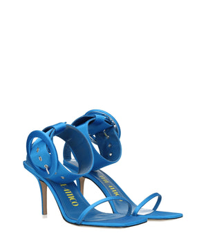 The Attico Light Blue Satin Stiletto Heel Sandals